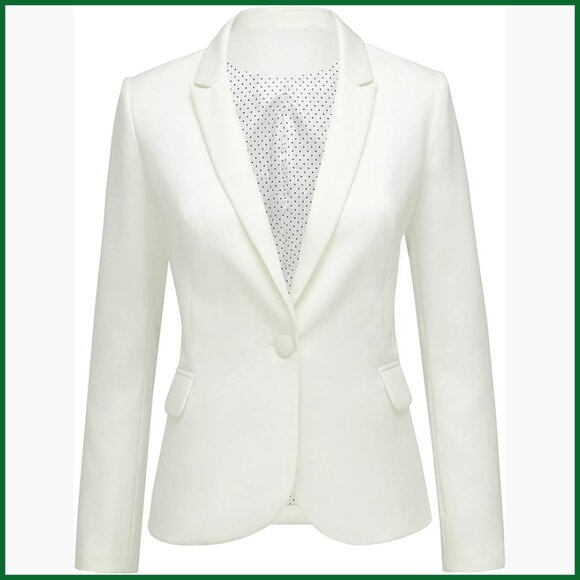 Polyester Notched Lapel Blazer with Pockets for Office Work